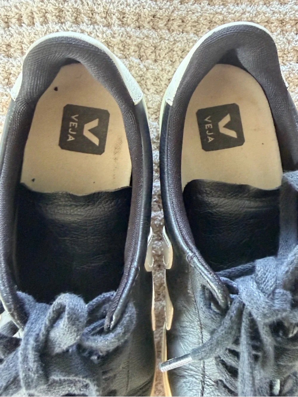 Veja Women’s V-10 Leather Sneaker in Black/White